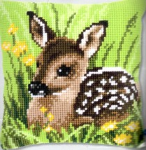 DIY Vervaco Little Deer Fawn Spring Cross Stitch Needlepoint 16&quot; Pillow ... - $42.95