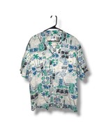 Vintage Men&#39;s Hawaiian Shirt XL Made in Hawaii Short Sleeve Blue Green B... - £15.80 GBP