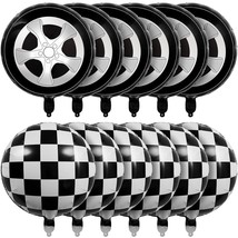 12 Pcs 18 Inch Black And White Checkered Balloons Car Wheel Balloons Plaid Race  - £16.39 GBP