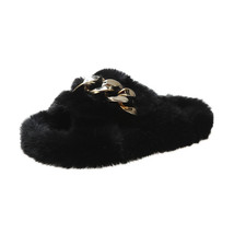 Fashion Women Fluffy Slippers for home Woman Belt Slippers house Slides Ladies S - £21.39 GBP