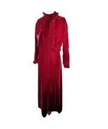 Vintage 70&#39;s Burgundy Velvet Jacket Maxi Mock Neck Dress  Size 8  - £58.40 GBP