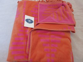 John Robshaw Zara Coral Tassel Oversized Cotton Beach Towel 40&quot;x70 - $67.15