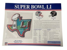 SUPER BOWL LI Patriots vs Falcons 2017 OFFICIAL SB NFL PATCH Card Willab... - $37.39