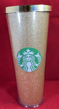 Starbucks 2014 Gold Glitter 24 oz Tumbler Drink Cup (NO STRAW) - £10.92 GBP