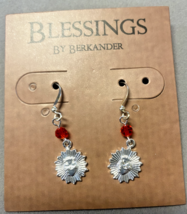 Sacred Heart Silver Plated Dangle Earrings, New #AB-072 - £9.48 GBP