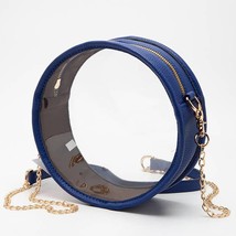 Solid Color Trim Clear Round Crossbody Bag Royal Blue - £27.59 GBP