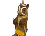 Gallarie II Hand Carved Wooden Owl On Skis Christmas Skiing Ornament  Gift - $9.69