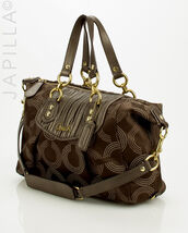Lovely Coach Ashley canvas leather Dotted Op Art F20015 Satchel purse! - $127.71