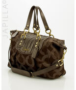 Lovely Coach Ashley canvas leather Dotted Op Art F20015 Satchel purse! - $127.71