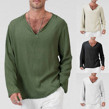 New Cotton And Linen Ethnic Style Men&#39;s T-shirt Men - £21.28 GBP