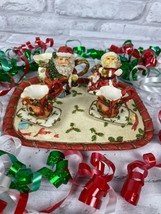 Miniature Resin Tea Set Christmas Santa Holly Collectible Decor - $18.48 CAD