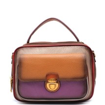 SC Retro Women Real Leather Crossbody Bag Colorful  Lock Flap Pocket Satchel Fem - £100.83 GBP