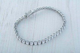 15.Ct Coupe Ronde Lab-Created Diamant Homme Tennis Bracelet 14K Plaqué or Blanc - £210.01 GBP