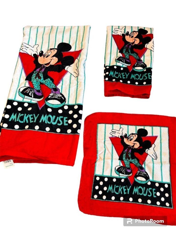 Vintage Franco Disney Mickey Mouse 90's  3 Piece Towel Set New - $45.96