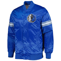NBA Dallas Mavericks Royal Blue Satin Bomber Letterman Varsity Baseball Jacket - £83.81 GBP