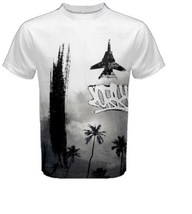 Man t-shirt with palm tree hawaiian modern stile cotton tee personalized... - £26.85 GBP