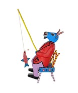 Martin Melchor Folk Art Oaxacan Alebrije Wooden Figurine Goat Fishing Ch... - $129.99