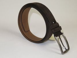 Mens Brown Genuine Suede Soft Leather Belt PIERO ROSSI From Turkey # Brown-C image 4