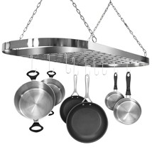 Sorbus Pot and Pan Rack for Ceiling with Hooks  Decorative Oval Mounted ... - £64.39 GBP