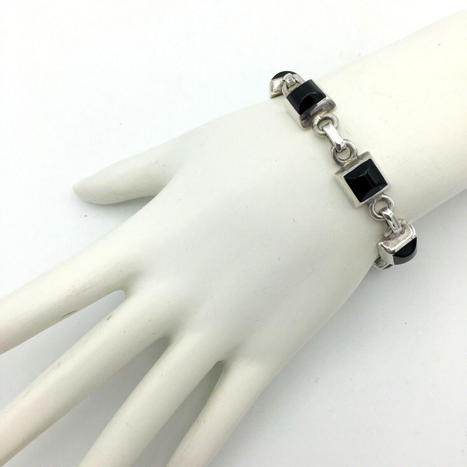 SILPADA black onyx & sterling silver square link bracelet - 7.75" retired B0568 - $60.00