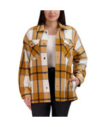 HFX Women&#39;s Size Small Yellow Plaid Wool Blend Snap Shirt Shacket NWT - £17.64 GBP