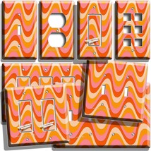 Retro 70&#39;S Groovy Pink Waves Light Switch Outlet Wall Plates Vintage Home Decor - £9.61 GBP+