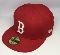 Mens New Era Boston Red Sox Basic 59FIFTY Fitted Hat 7 5/8 Red New - £25.39 GBP