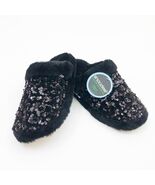 Snoozies Women&#39;s Black Sequin Glam Slide Slippers Med 7/8 Non Skid Soles - $272.54 MXN