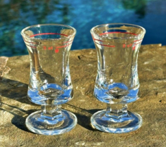 2 Vintage Clear Ruhrglas German Cocktail Mix Jigger Pedestal Shot Glasse... - $12.49