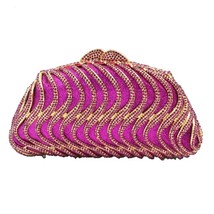 Fuchsia  Crystal Evening Bags Women Party Purse Wedding Clutch Bags A564 - £133.59 GBP