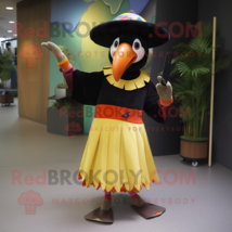 Toucan mascot costume character dressed with a A-Line Dress and Brooches - $1,279.00