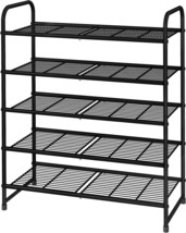 Simple Trending 5-Tier Stackable Shoe Rack, Expandable And Adjustable, Black. - £43.93 GBP