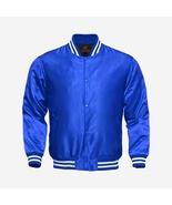 College baseball letterman varsity bomber jacket supreme quality blue sa... - £53.48 GBP