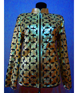 Gold Leather Leaf Jacket Women All Colors Sizes Genuine Lambskin Zipper ... - £175.91 GBP