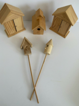 Lot of 5 Small Wooden Stick Feeder Bird Cage Outdoor Pieces - £15.58 GBP