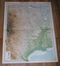 1922 Vintage Map Of Central Usa Texas Oklahoma Louisiana Colorado Kansas - £24.02 GBP