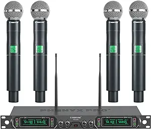 Wireless Microphone System, 4-Channel Uhf Wireless Mic, Fixed Frequency ... - $370.99