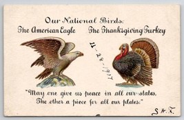 Thanksgiving Turkey National Bird&#39;s American Eagle 1907 Postcard K28 - £3.86 GBP