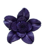 Purple Flower Genuine Leather 2 in 1 Pin or Hairclip - £8.43 GBP