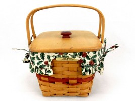 Longaberger Cranberry Basket w/Liner, Insert &amp; Lid, 1995 Christmas Collection - £38.33 GBP