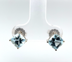 14k Gold 1.82cttw Genuine Natural Aquamarine Cushion Cut Stud Earrings (... - $658.35