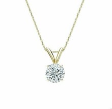 4 Ct Round Brilliant Cut Solid 14k Yellow Gold Solitaire Pendant 18" Necklace - £146.04 GBP