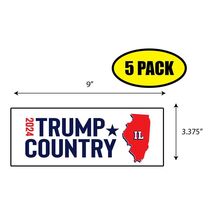 5 PACK 3.37&quot;x 9&quot; TRUMP COUNTRY ILLINOIS Sticker Decal Gift MAGA Trump BS... - $11.39 CAD