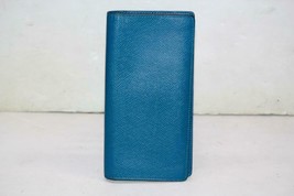 Louis Vuitton Iceberg Blue Taiga Leather Brazza Long Wallet W/ Initials &quot;BNM&quot; - £391.49 GBP