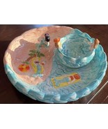 Mermaids Ceramic Chip and Dip Set Cardinal 2 Pc Vintage Handpainted Beach Rare - £150.30 GBP