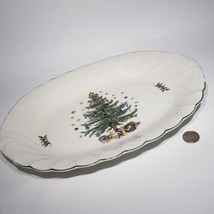 VTG Nikko Happy Holidays 14&quot; Oval Serving Platter Christmas Tree Discontinued - £29.53 GBP