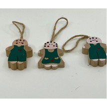 Vintage Wood Set of 3 Gingerbread Men Christmas Ornaments - $14.95