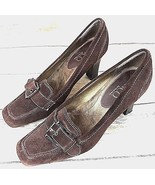 NINE &amp; CO BY NINE WEST Womens Brown Suede Shoes Heel 9M Buckle Front - $155.41 MXN