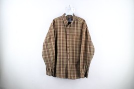 Vintage 90s Gap Mens XL Faded Collared Flannel Button Down Shirt Brown Plaid - £39.52 GBP