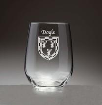 Doyle Irish Coat of Arms Stemless Wine Glasses (Sand Etched) - £54.23 GBP